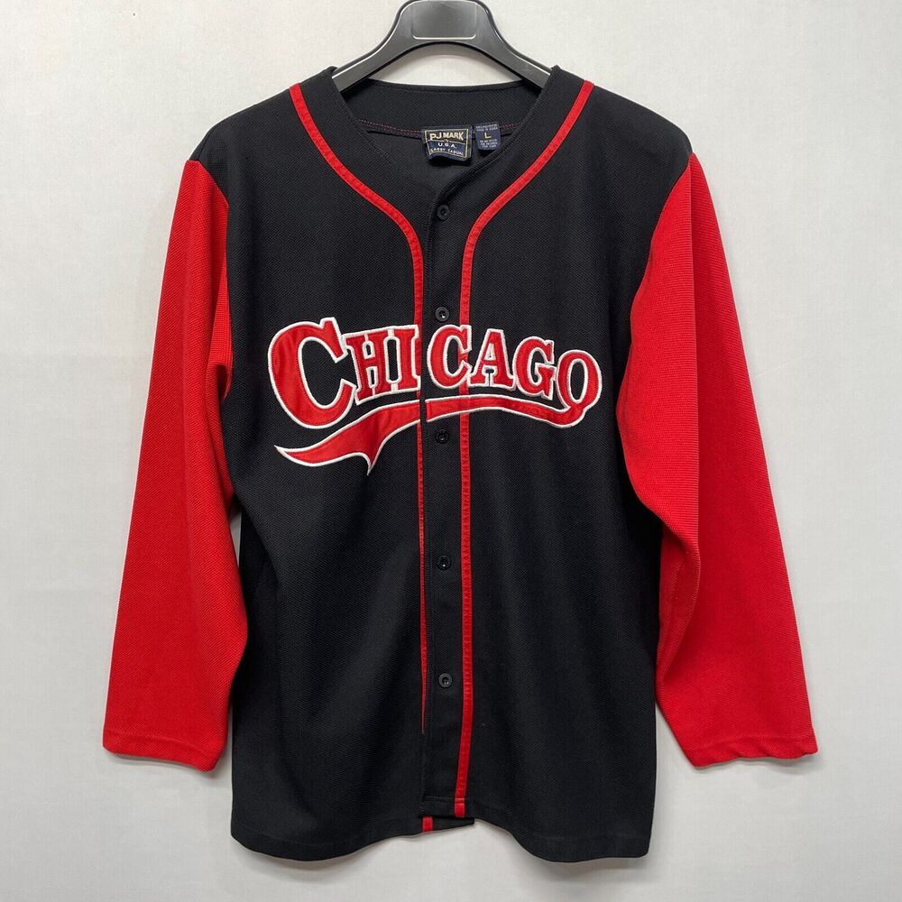 Vintage PJ Mark NBA Chicago Bulls Baseball Jersey Shirt Large B367 -8